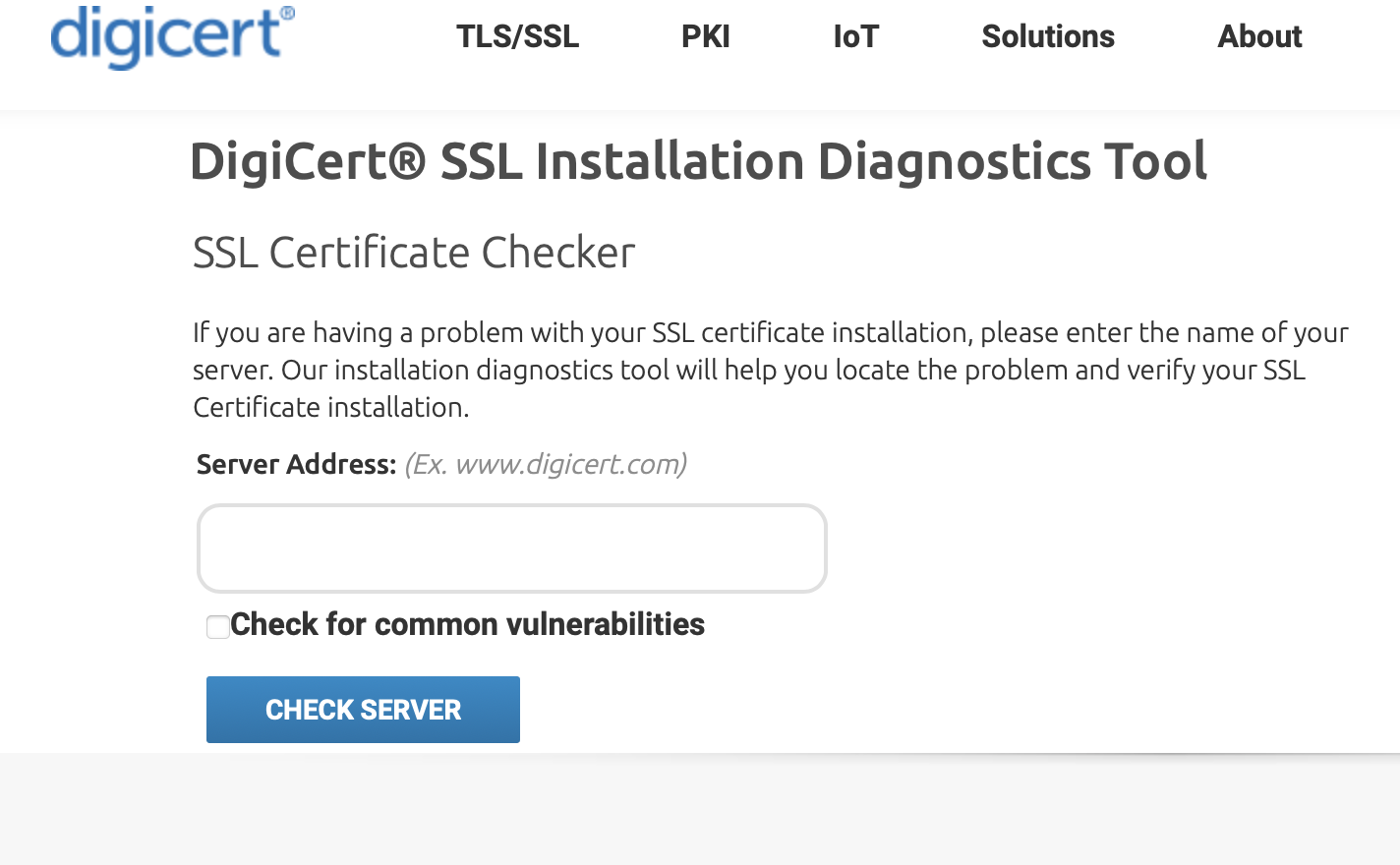 Digicert SSL Installation Diagnostics Tool